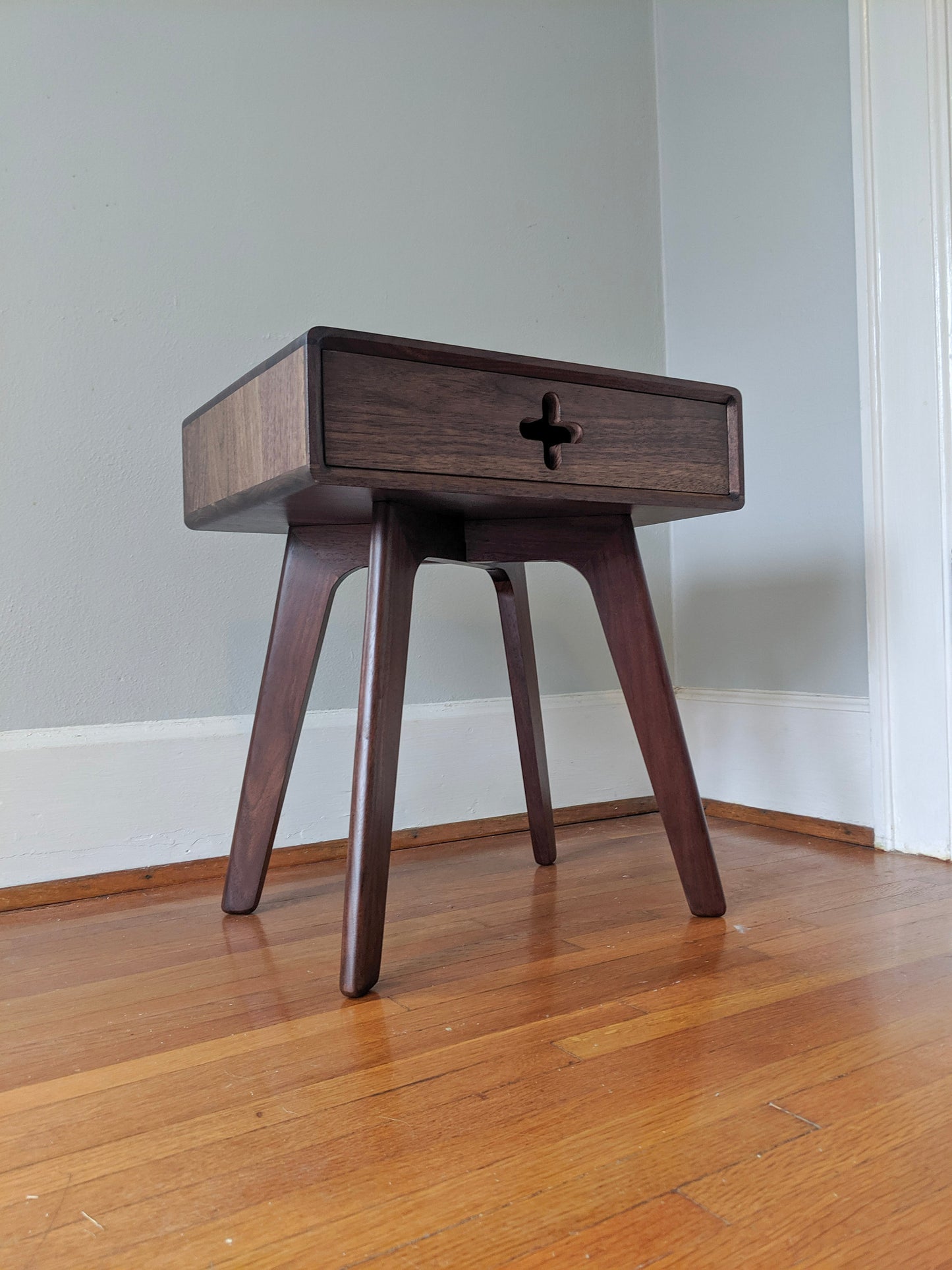 Nightstand Plus - Midcentury Walnut Bedside Table, Modern End Table in walnut, Danish Accent Table