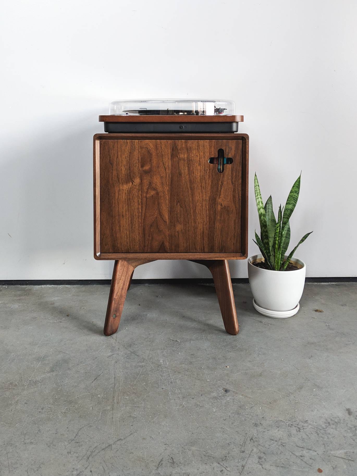Boop Box Plus - Small Vinyl Record Storage Cabinet, Record Player Stand, Media Center